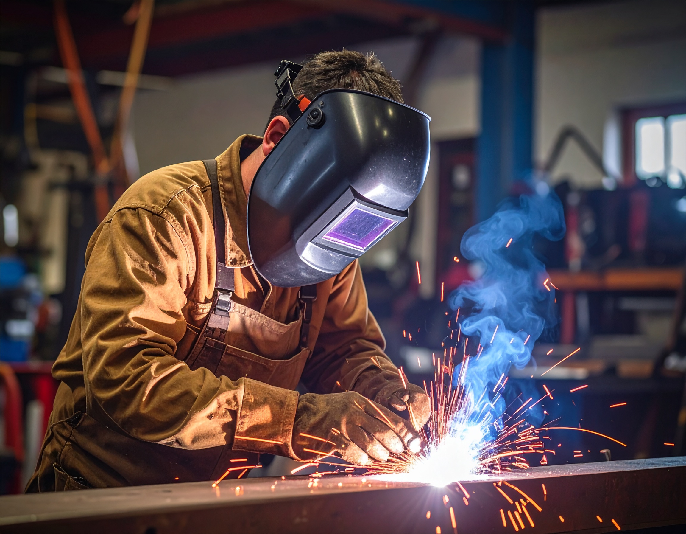 Firefly_Man Welding inside with sparks 878651